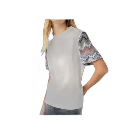 Cotton Jersey Crewneck T-Shirt With Contrast Sleeves