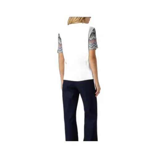 Cotton Jersey Crewneck T-Shirt With Contrast Sleeves