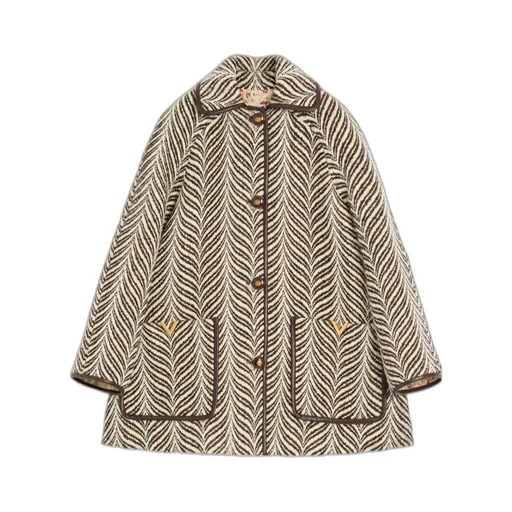 Wool Cloth Caban In Fauve Eclat Animal Print
