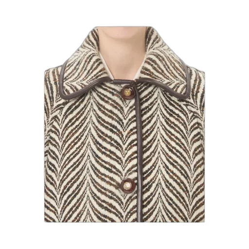Wool Cloth Caban In Fauve Eclat Animal Print