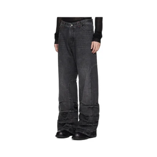Smoke-Detailed Wide-Leg Jeans