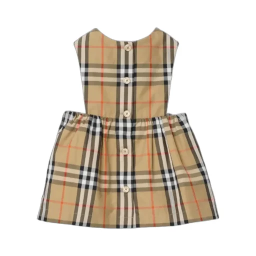 Burberry Kids Checked Logo Embroidered Dress Body Set