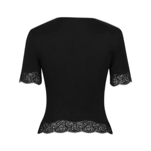 Laced T-Shirt In Ribbed Silk Jersey