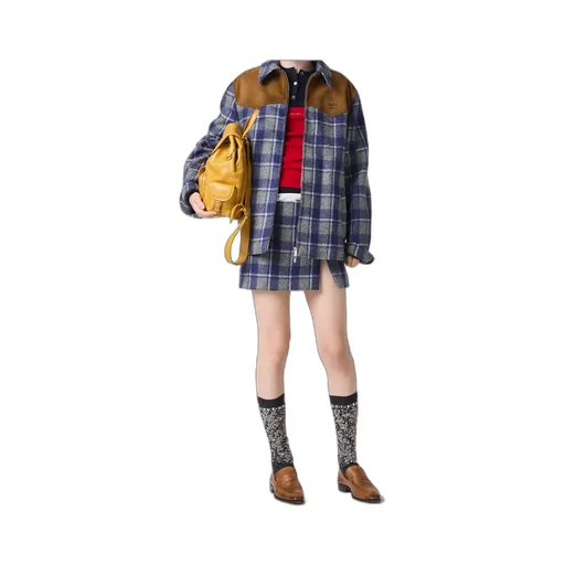 Miu Miu Zip-Up Checked Jacket