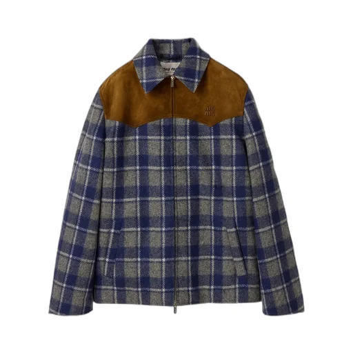 Miu Miu Zip-Up Checked Jacket