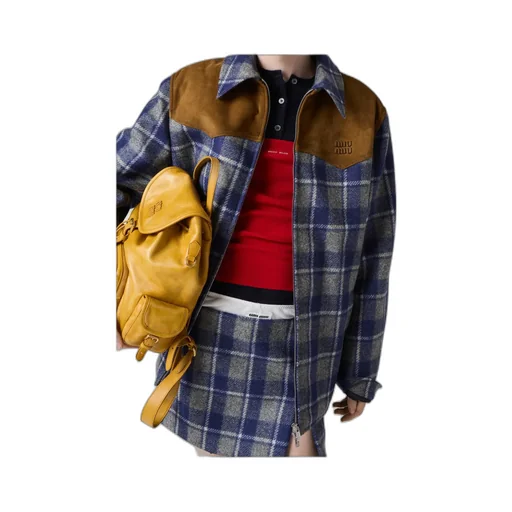 Miu Miu Zip-Up Checked Jacket
