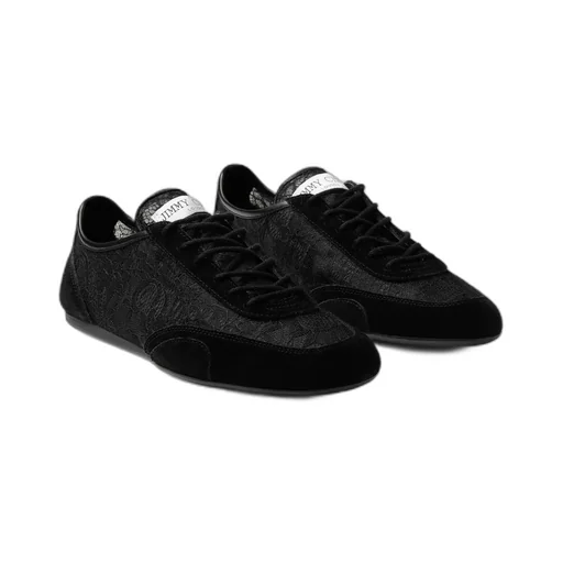 Black Leather Mix And Jimmy Choo Lace Low Top Trainers