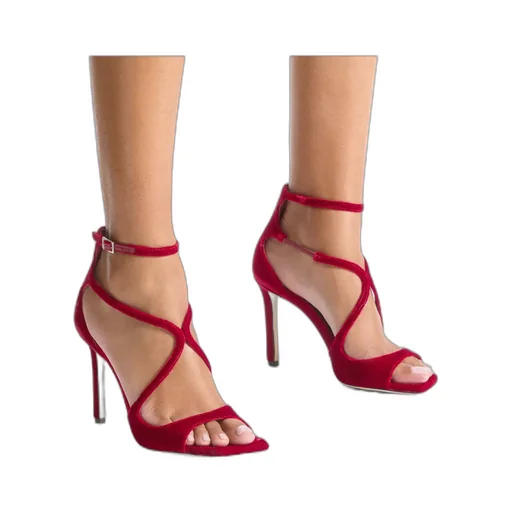Ruby Red Velvet Sandals