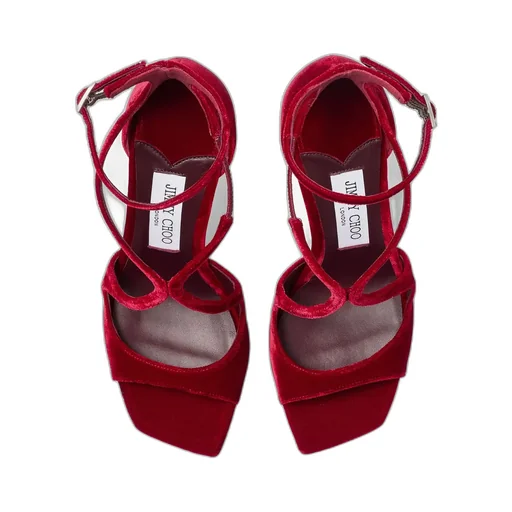 Ruby Red Velvet Sandals