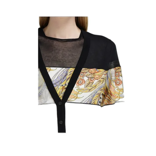 V-Neck Cardigan With Silk Inserts