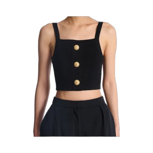 Balmain Buttons Knit Bralette Top