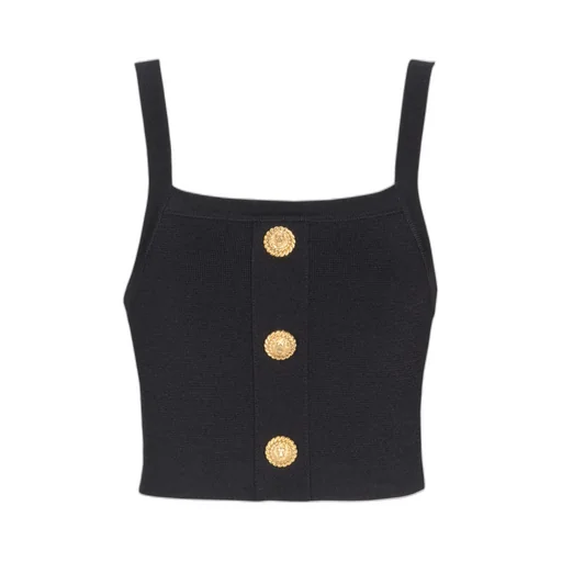 Balmain Buttons Knit Bralette Top