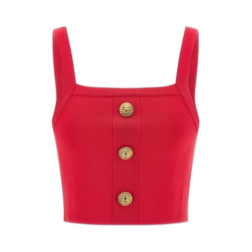 Balmain Buttons Knit Bralette Top