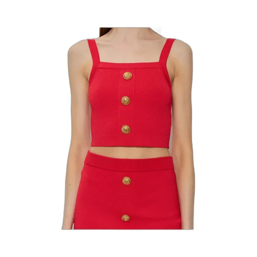 Balmain Buttons Knit Bralette Top