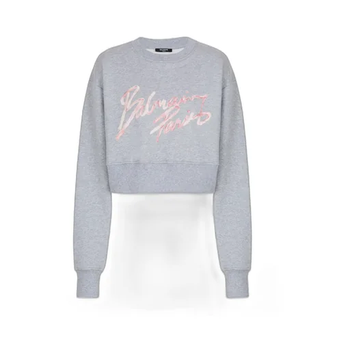 Balmain Logo Printed Cropped Sweatshirt