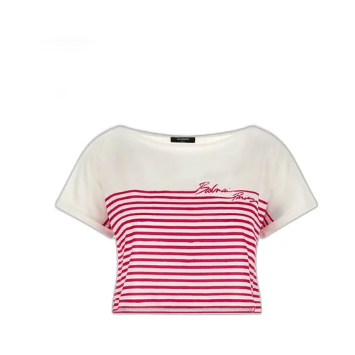 Balmain Mariniere Cropped T-Shirt