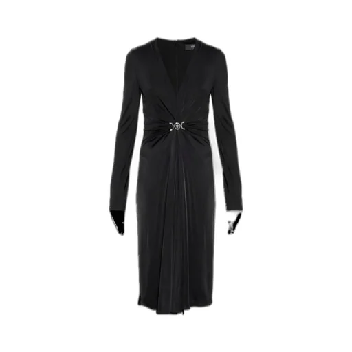 Versace V-Neck Long-Sleeved Draped Dress
