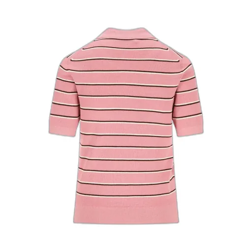 Miu Miu Short-Sleeved Striped Knitted Polo Shirt
