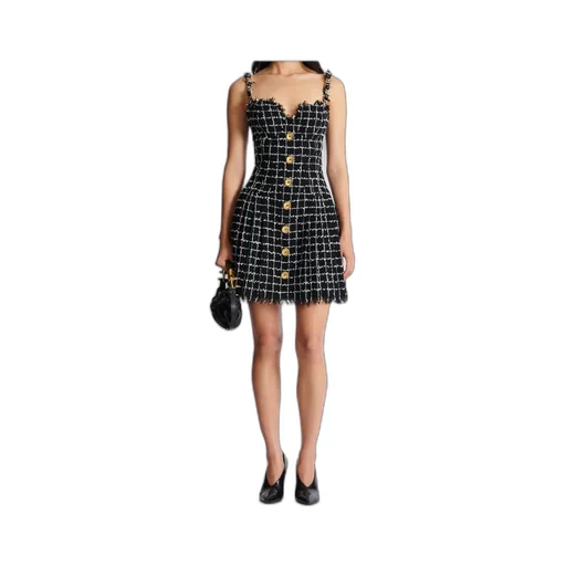 Balmain Chain Straps Tweed Dress