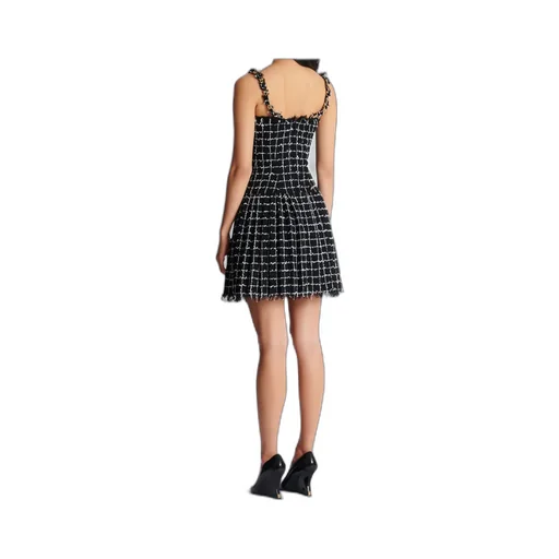 Balmain Chain Straps Tweed Dress