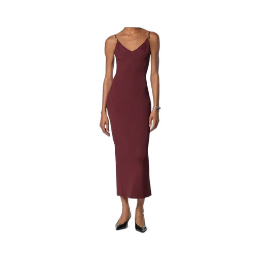 Versace Safety-Pin Suspender Ribbed Midi Dress