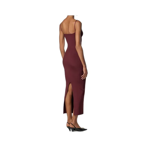 Versace Safety-Pin Suspender Ribbed Midi Dress