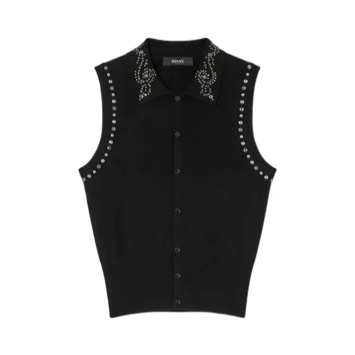 Versace Embellished Sleeveless Knitted Top