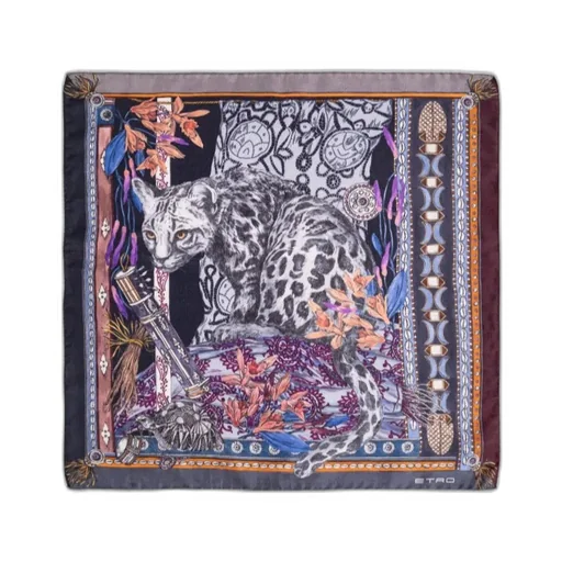 Etro Placed Leopard Printed Pocket Square