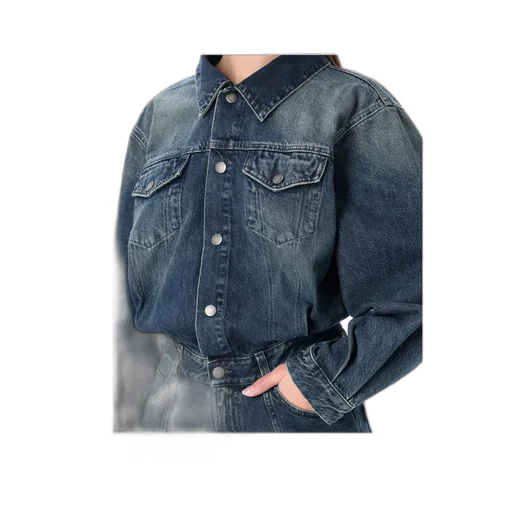 Haikure Denim Long-Sleeved Jumpsuit