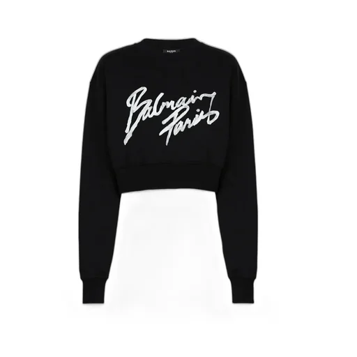 Balmain Logo Printed Cropped Sweatshirt