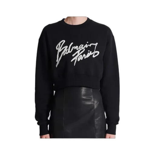 Balmain Logo Printed Cropped Sweatshirt