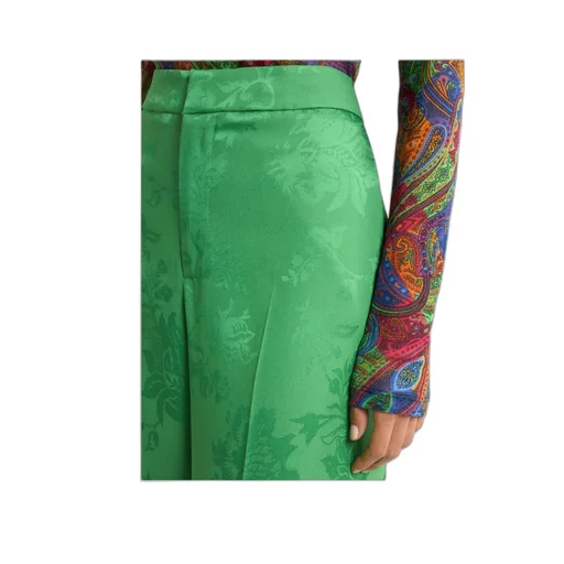 Wide-Leg Jacquard Trousers With Floral Motif