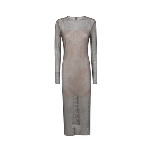 Alberta Ferretti Long Sleeved Net Midi Dress