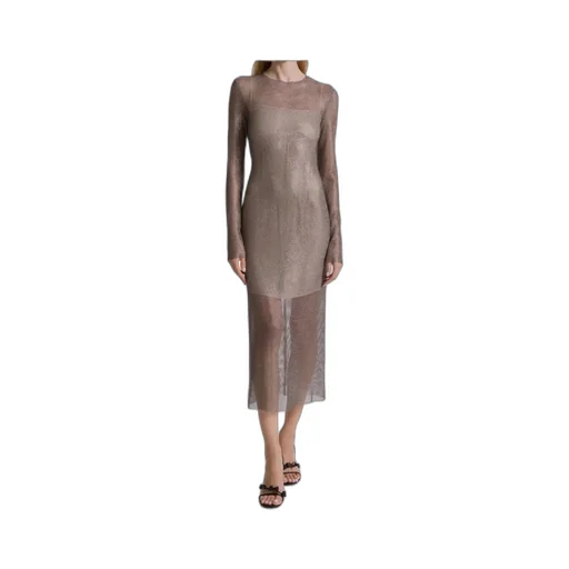 Alberta Ferretti Long Sleeved Net Midi Dress