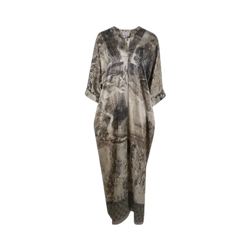 Printed V-Neck Midi Dress