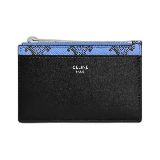 Zipped Card Holder In Triomphe Canvas And Lambskin