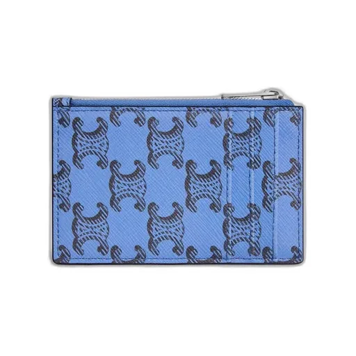 Zipped Card Holder In Triomphe Canvas And Lambskin