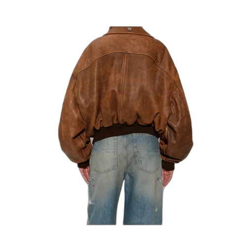 Pockets Zip-Up Leather Jacket