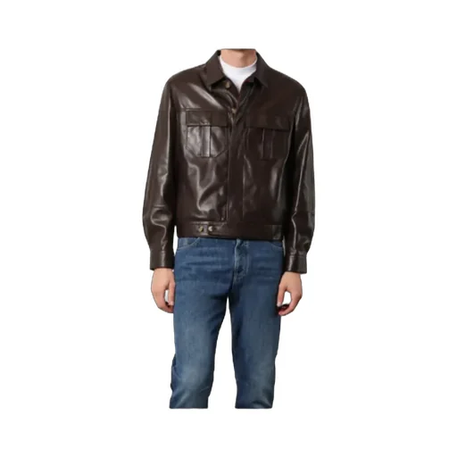 Patch-Pockets Leather Jacket