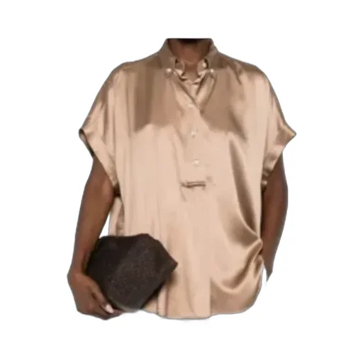 Brunello Cucinelli Short-Sleeved Buttoned Blouse