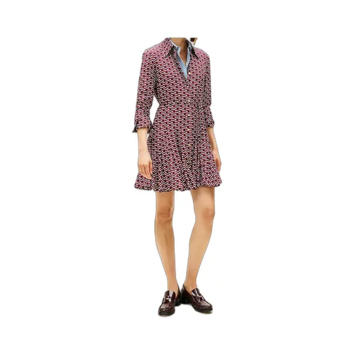 Self-Belted Slim-Fit Mini Shirt Dress