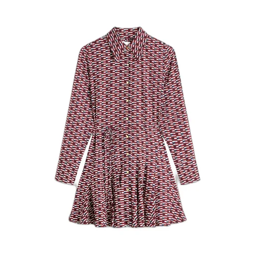Self-Belted Slim-Fit Mini Shirt Dress