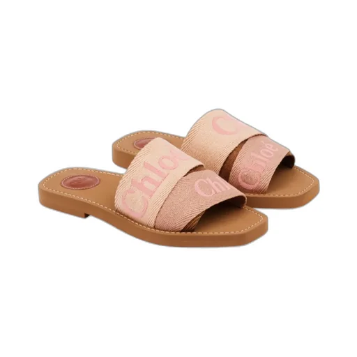 Chlo Woody Logo Embroidered Sandals