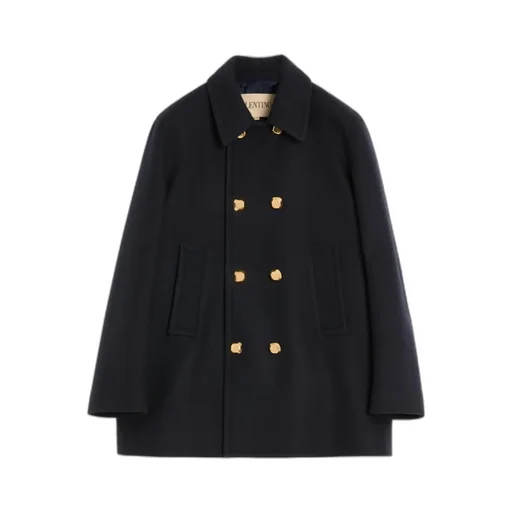 Valentino Double-Breasted Wool Felt Coat