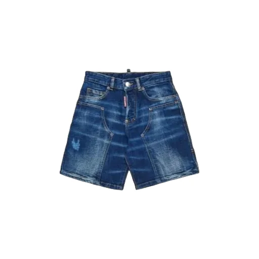 Dsquared2 Kids Logo-Patch Distressed Denim Shorts