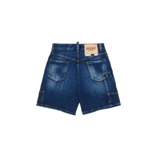 Dsquared2 Kids Logo-Patch Distressed Denim Shorts