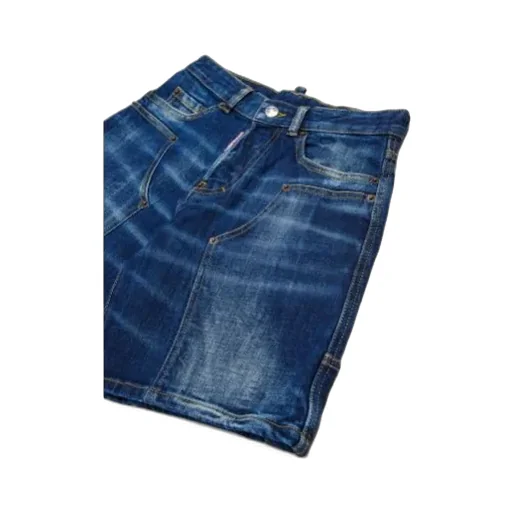Dsquared2 Kids Logo-Patch Distressed Denim Shorts