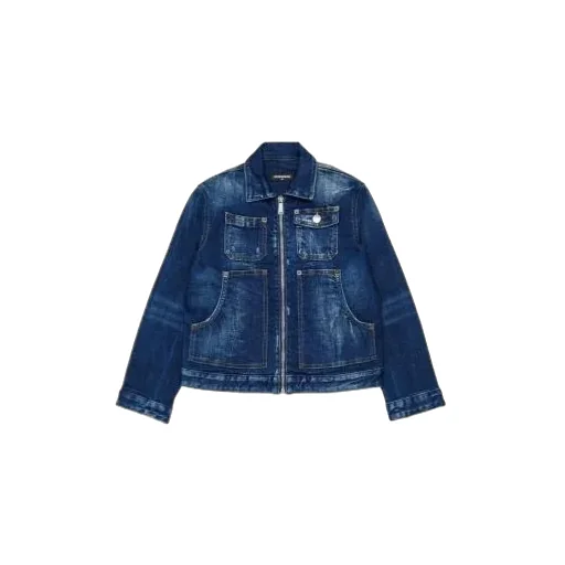 Dsquared2 Kids Zip-Up Distressed Denim Jacket