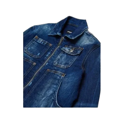 Dsquared2 Kids Zip-Up Distressed Denim Jacket
