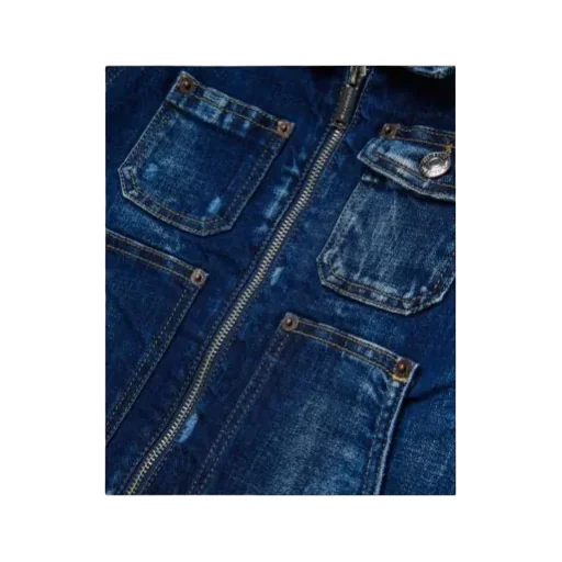 Dsquared2 Kids Zip-Up Distressed Denim Jacket